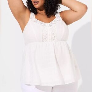 Torrid Babydoll Cotton Window Pane Button Front Tank Size 1X